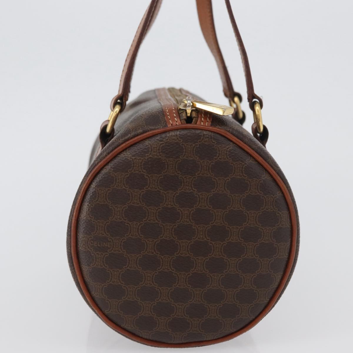 CELINE Macadam Canvas Hand Bag PVC Leather Brown Gold Auth mr2020