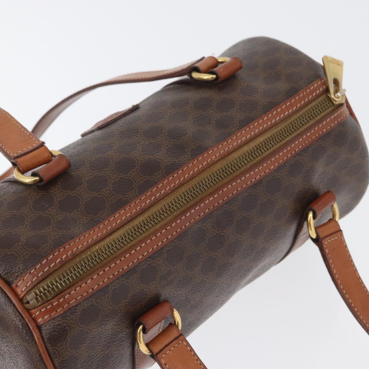 CELINE Macadam Canvas Hand Bag PVC Leather Brown Gold Auth mr2020