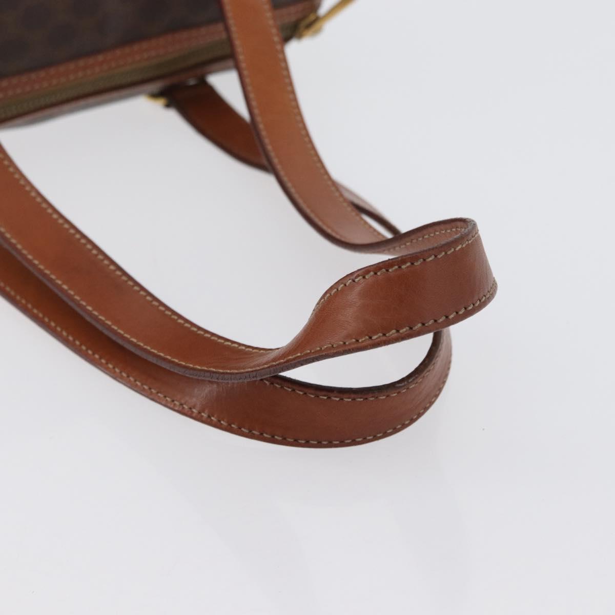 CELINE Macadam Canvas Hand Bag PVC Leather Brown Gold Auth mr2020