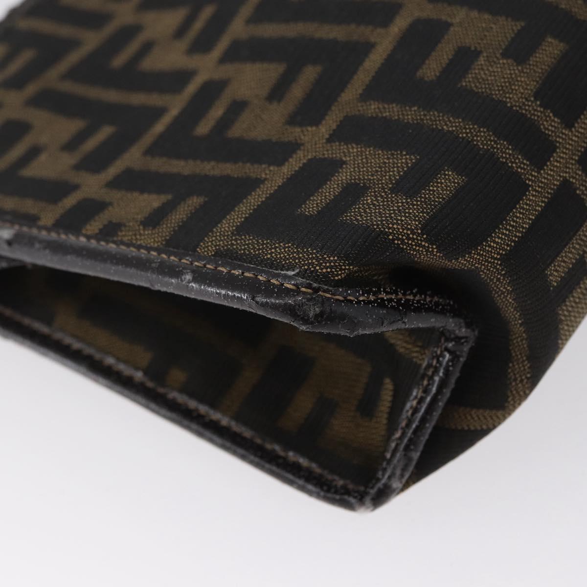 FENDI Zucca Canvas Clutch Bag Black Brown Auth mr2022