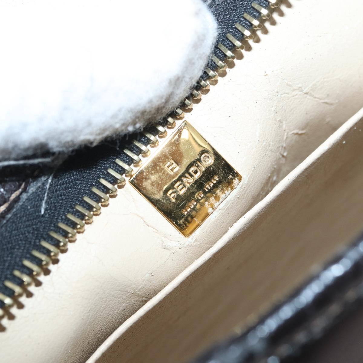 FENDI Zucca Canvas Clutch Bag Black Brown Auth mr2022