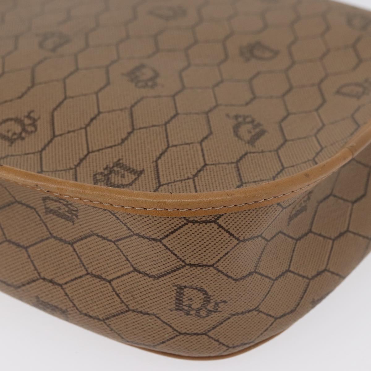 Christian Dior Honeycomb Canvas Shoulder Bag PVC Beige Gold Auth mr2025