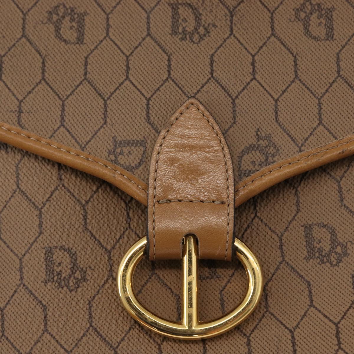 Christian Dior Honeycomb Canvas Shoulder Bag PVC Beige Gold Auth mr2025