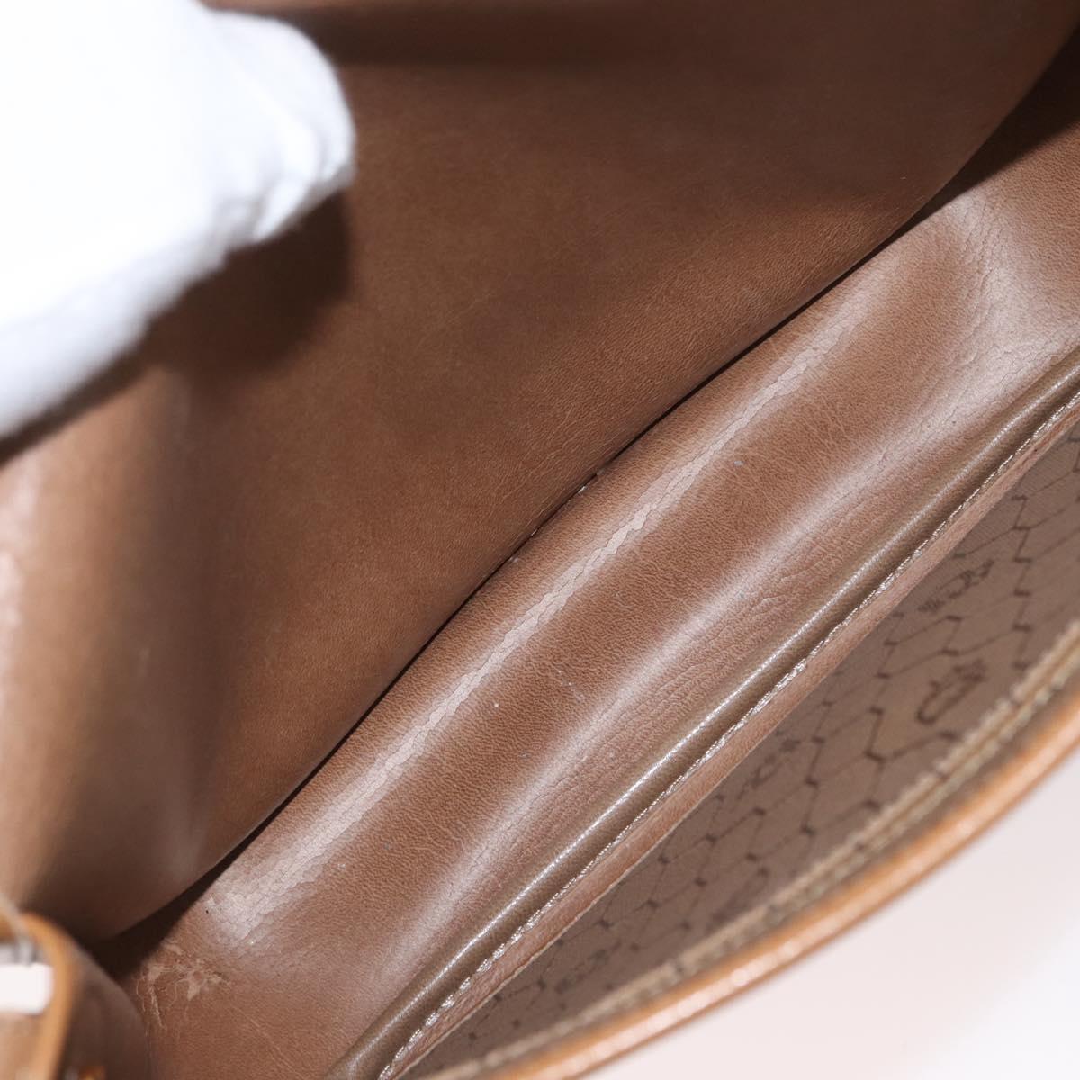 Christian Dior Honeycomb Canvas Shoulder Bag PVC Beige Gold Auth mr2025