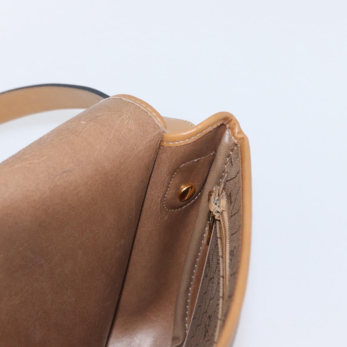 Christian Dior Honeycomb Canvas Shoulder Bag PVC Beige Gold Auth mr2025