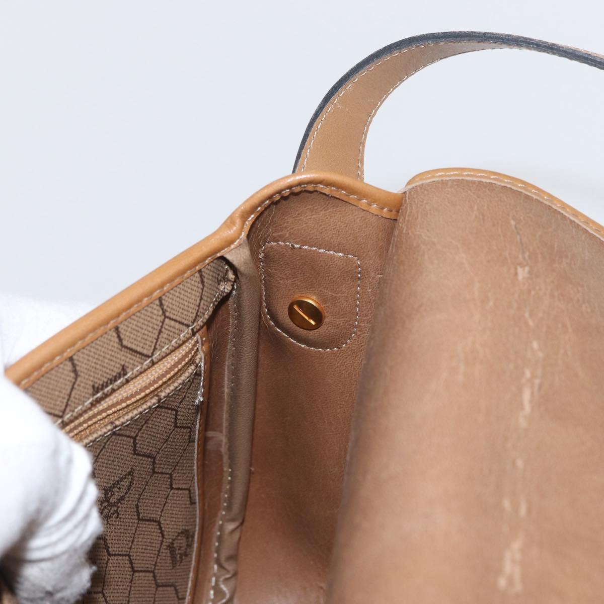 Christian Dior Honeycomb Canvas Shoulder Bag PVC Beige Gold Auth mr2025