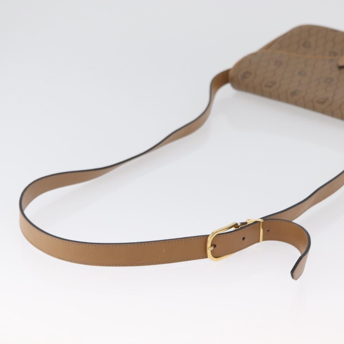 Christian Dior Honeycomb Canvas Shoulder Bag PVC Beige Gold Auth mr2025