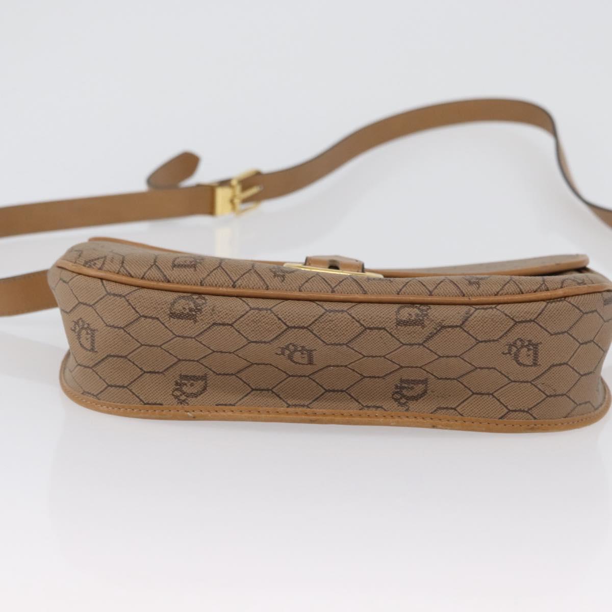 Christian Dior Honeycomb Canvas Shoulder Bag PVC Beige Gold Auth mr2025