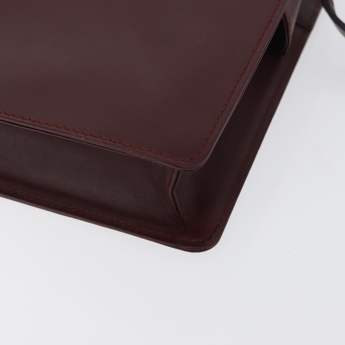 CARTIER Must Line Clutch Bag Leather Bordeaux Gold Auth mr2026