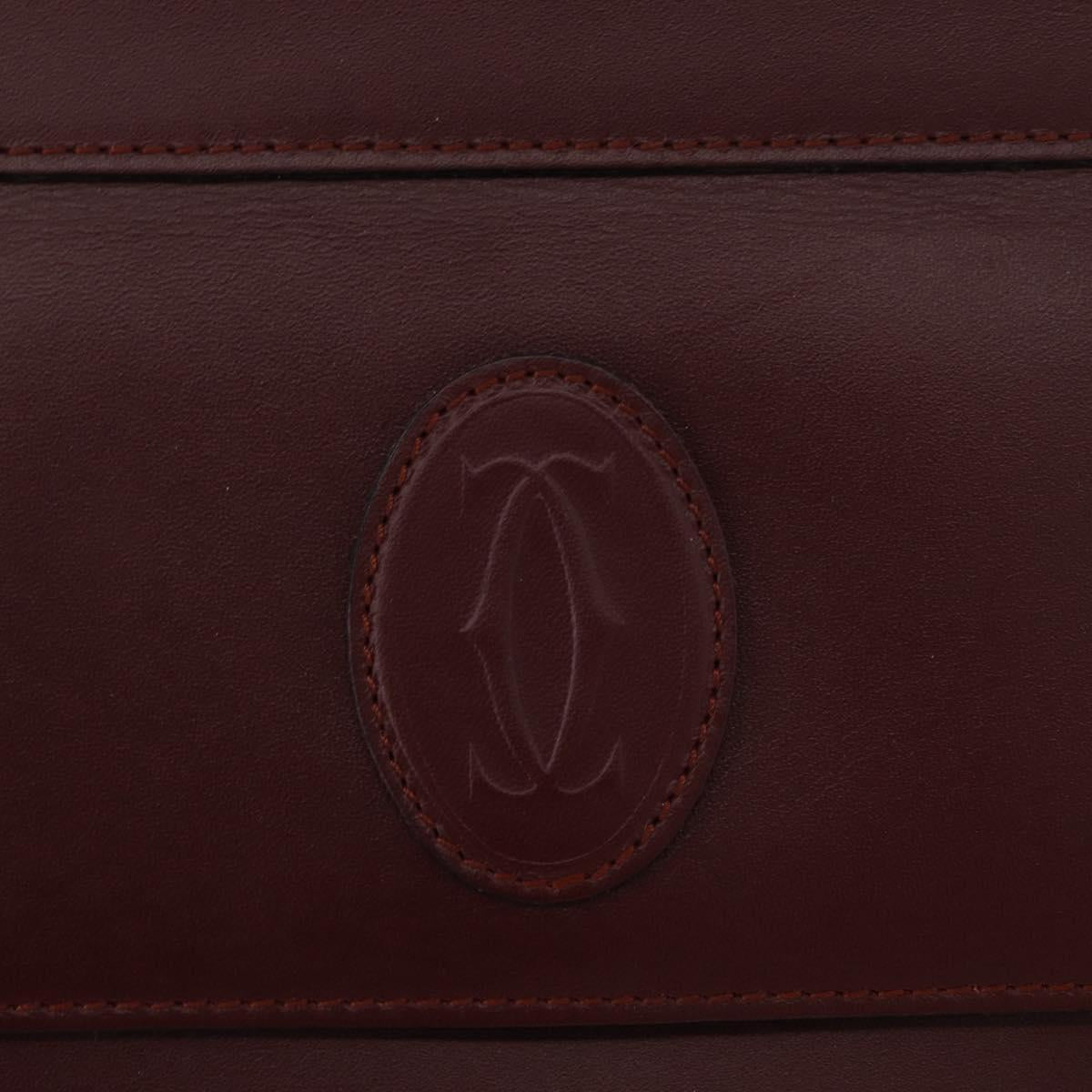 CARTIER Must Line Clutch Bag Leather Bordeaux Gold Auth mr2026