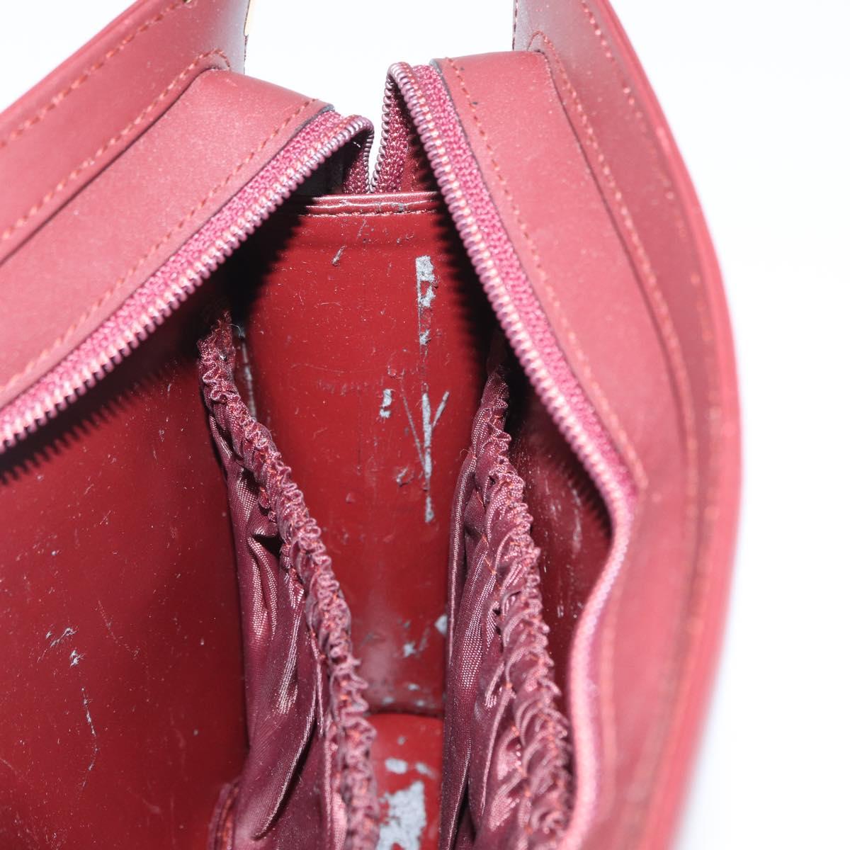 CARTIER Must Line Clutch Bag Leather Bordeaux Gold Auth mr2026