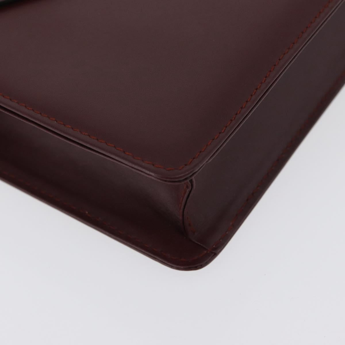 CARTIER Must Line Clutch Bag Leather Bordeaux Gold Auth mr2026