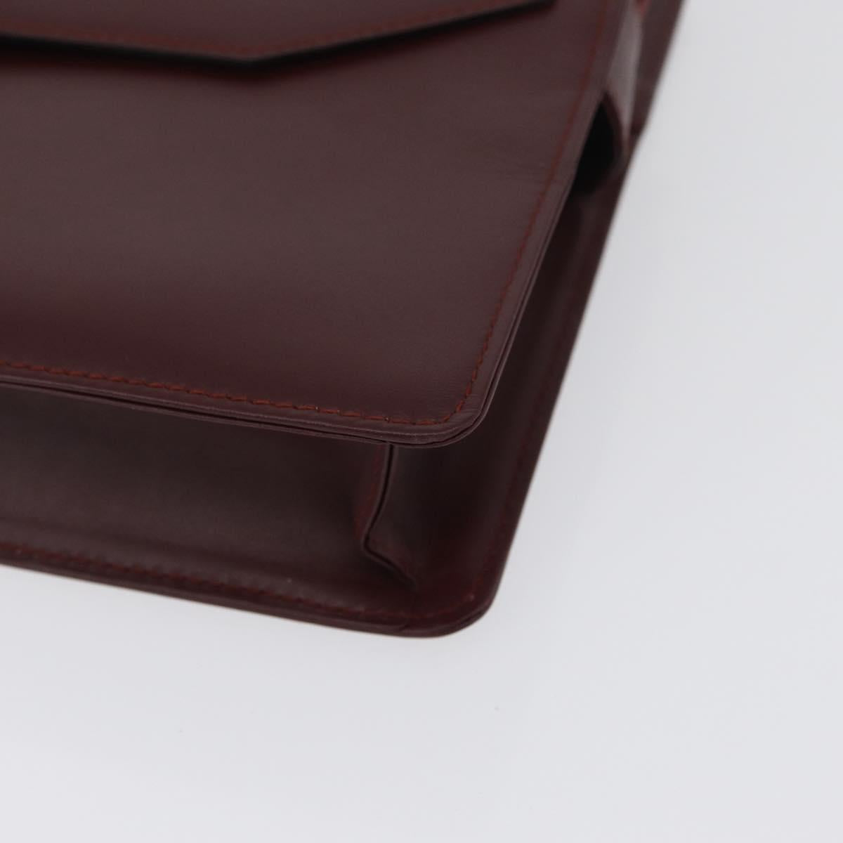 CARTIER Must Line Clutch Bag Leather Bordeaux Gold Auth mr2026