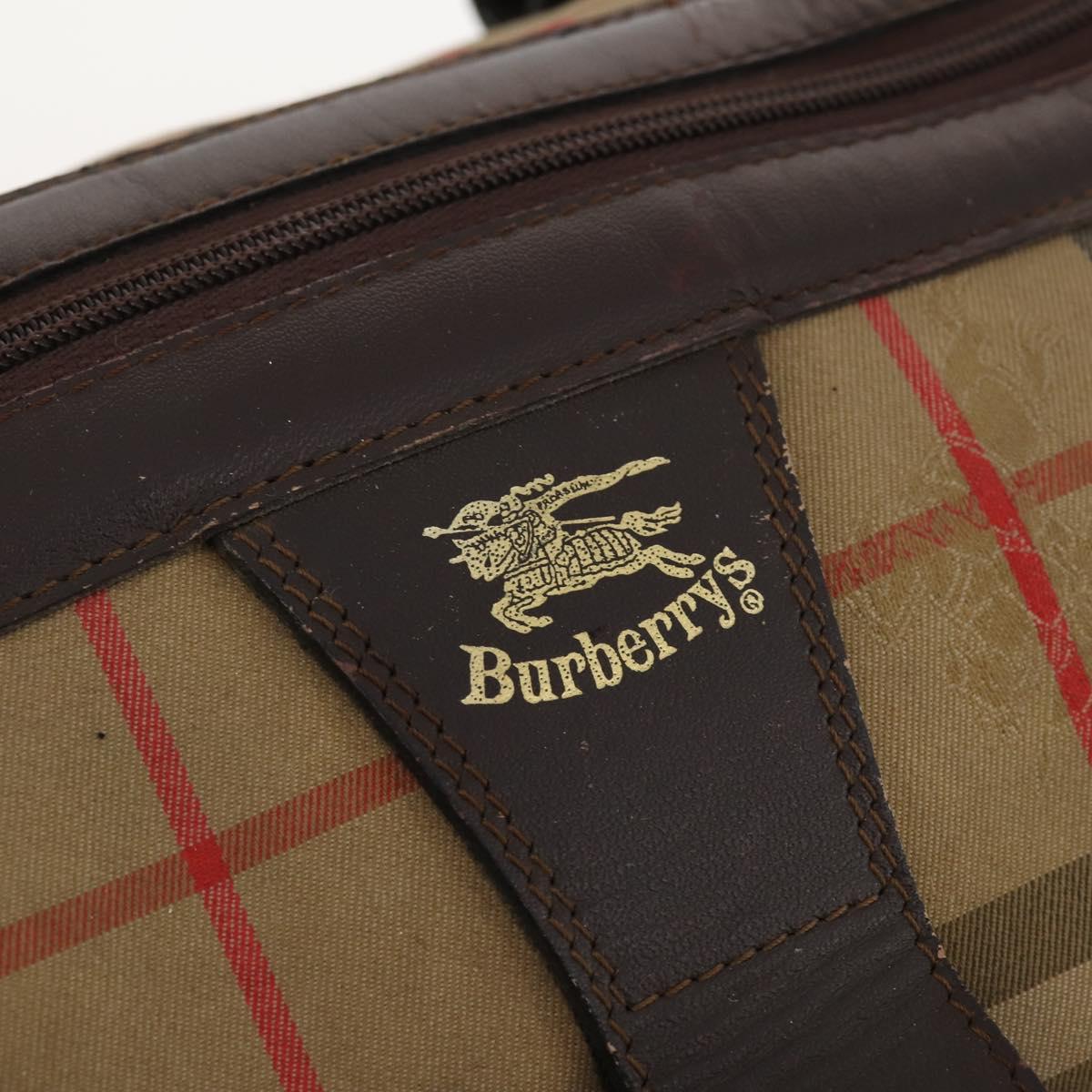 Burberrys Nova Check Boston Bag Canvas Brown Auth mr2028