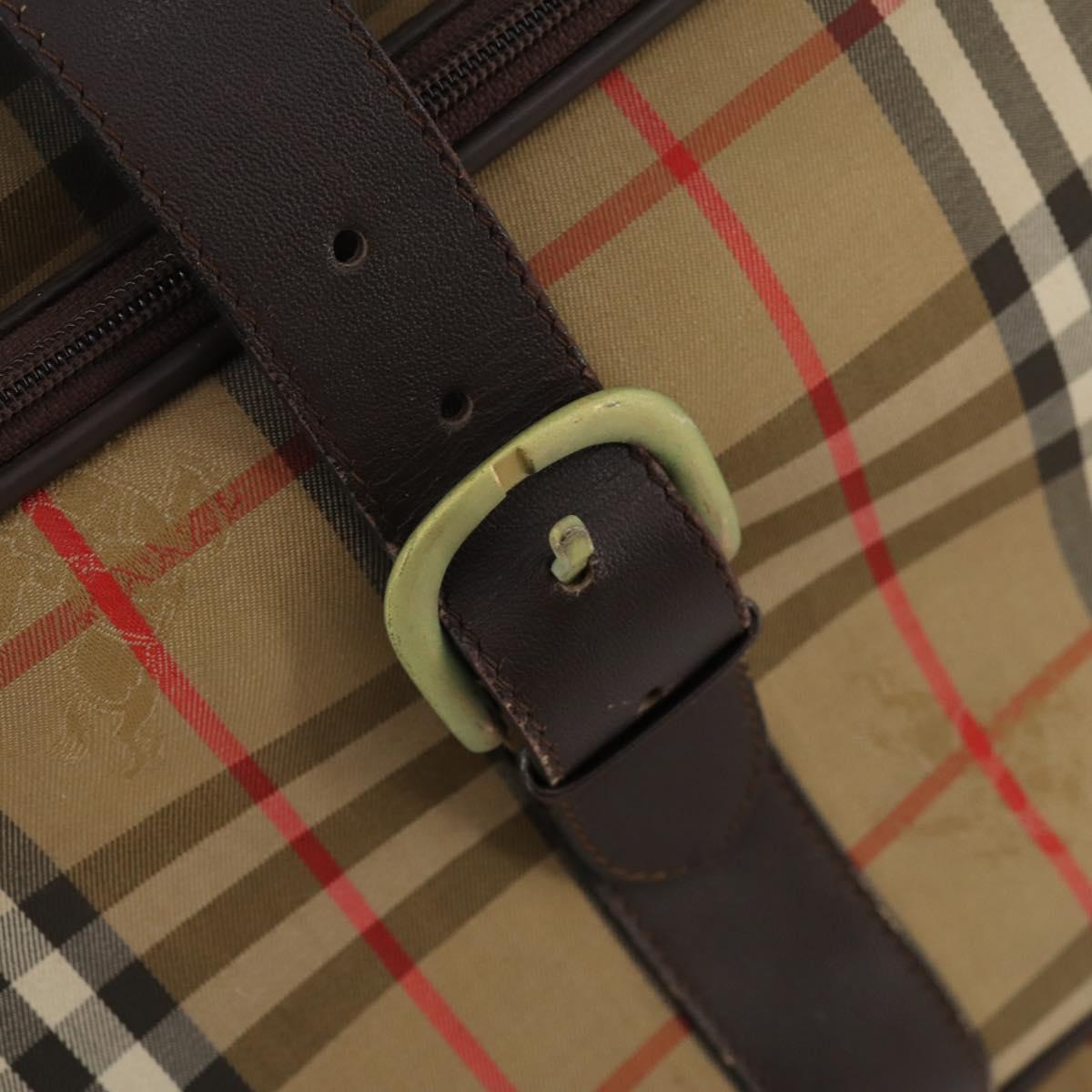 Burberrys Nova Check Boston Bag Canvas Brown Auth mr2028