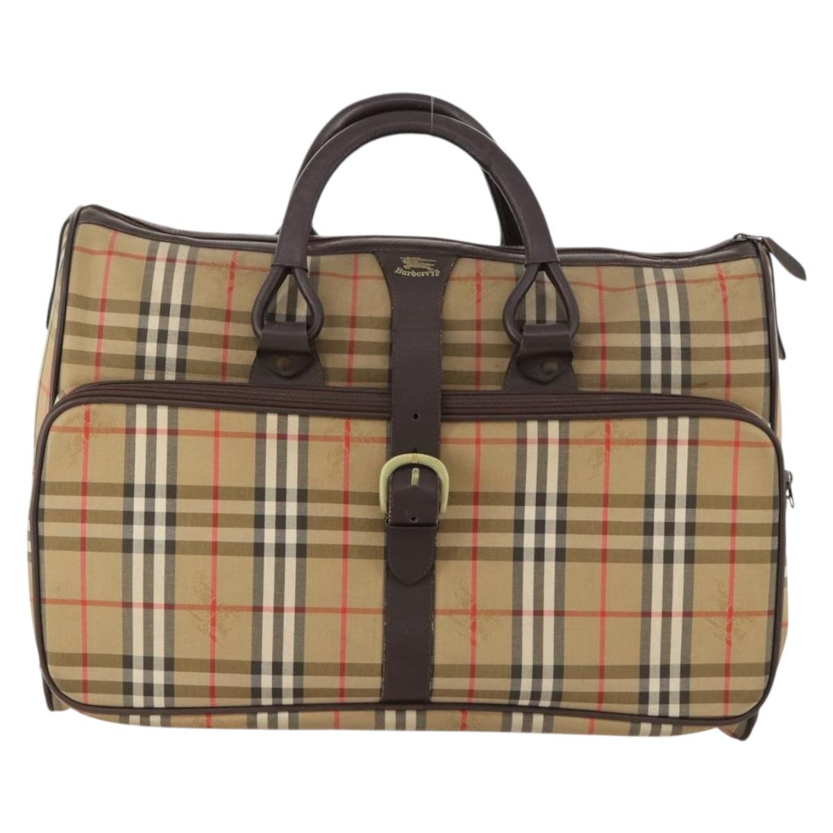 Burberrys Nova Check Boston Bag Canvas Brown Auth mr2028