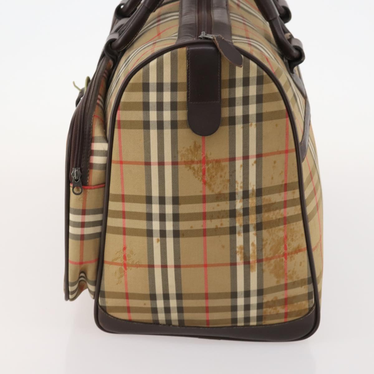 Burberrys Nova Check Boston Bag Canvas Brown Auth mr2028