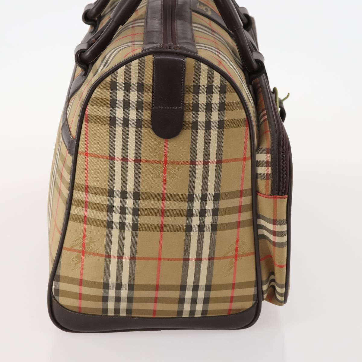 Burberrys Nova Check Boston Bag Canvas Brown Auth mr2028