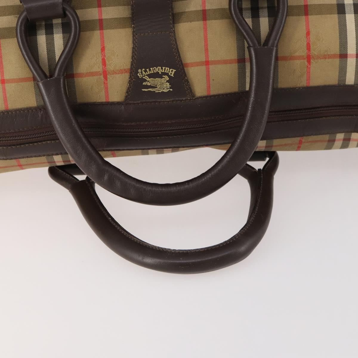 Burberrys Nova Check Boston Bag Canvas Brown Auth mr2028