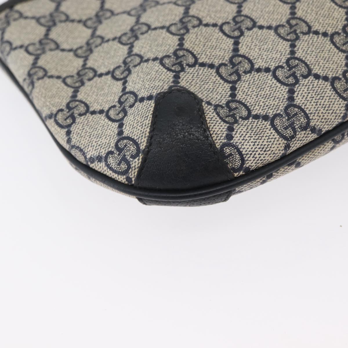 GUCCI GG Supreme Sherry Line Shoulder Bag PVC Navy Gold 904 02 026 Auth mr2029