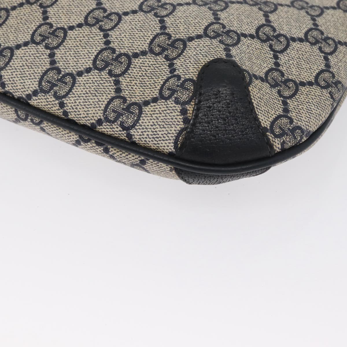 GUCCI GG Supreme Sherry Line Shoulder Bag PVC Navy Gold 904 02 026 Auth mr2029