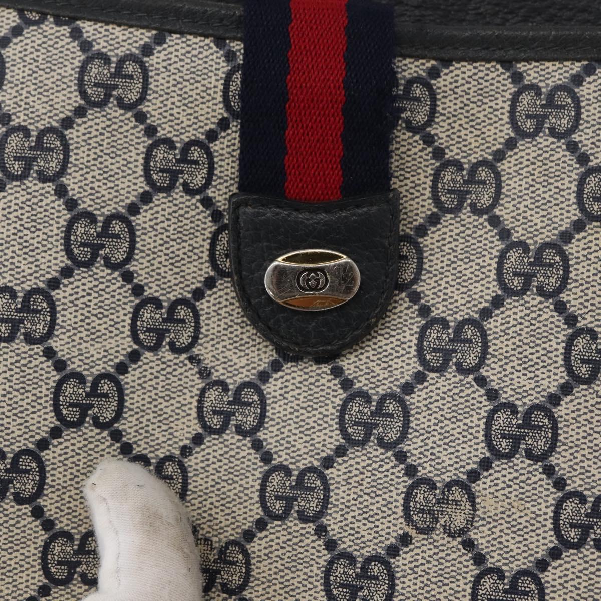 GUCCI GG Supreme Sherry Line Shoulder Bag PVC Navy Gold 904 02 026 Auth mr2029