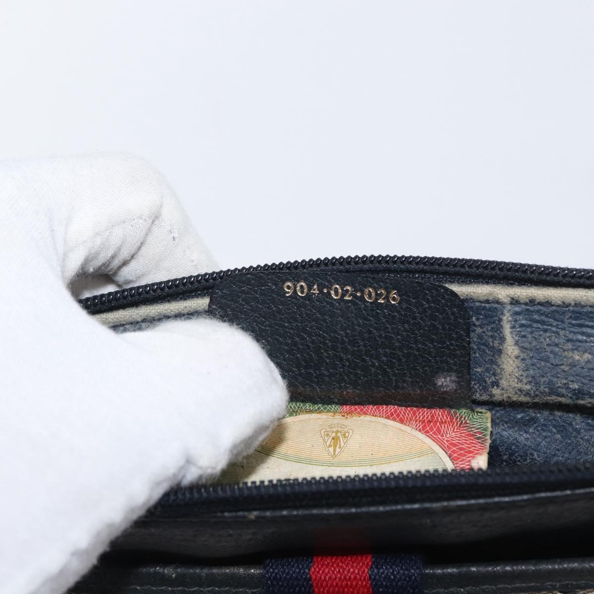 GUCCI GG Supreme Sherry Line Shoulder Bag PVC Navy Gold 904 02 026 Auth mr2029
