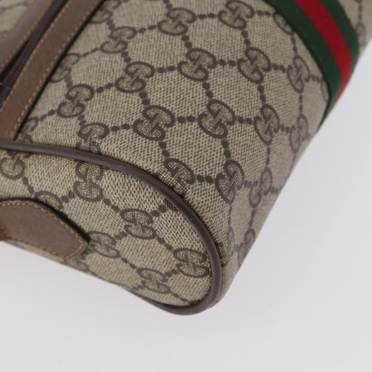 GUCCI GG Supreme Web Sherry Line Bag PVC Beige Gold 72 001 3654 Auth mr2030