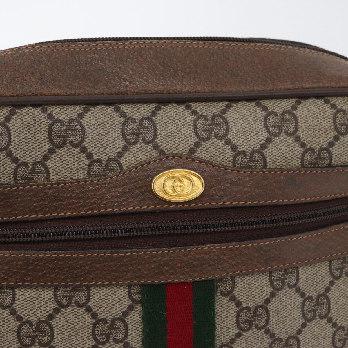 GUCCI GG Supreme Web Sherry Line Bag PVC Beige Gold 72 001 3654 Auth mr2030
