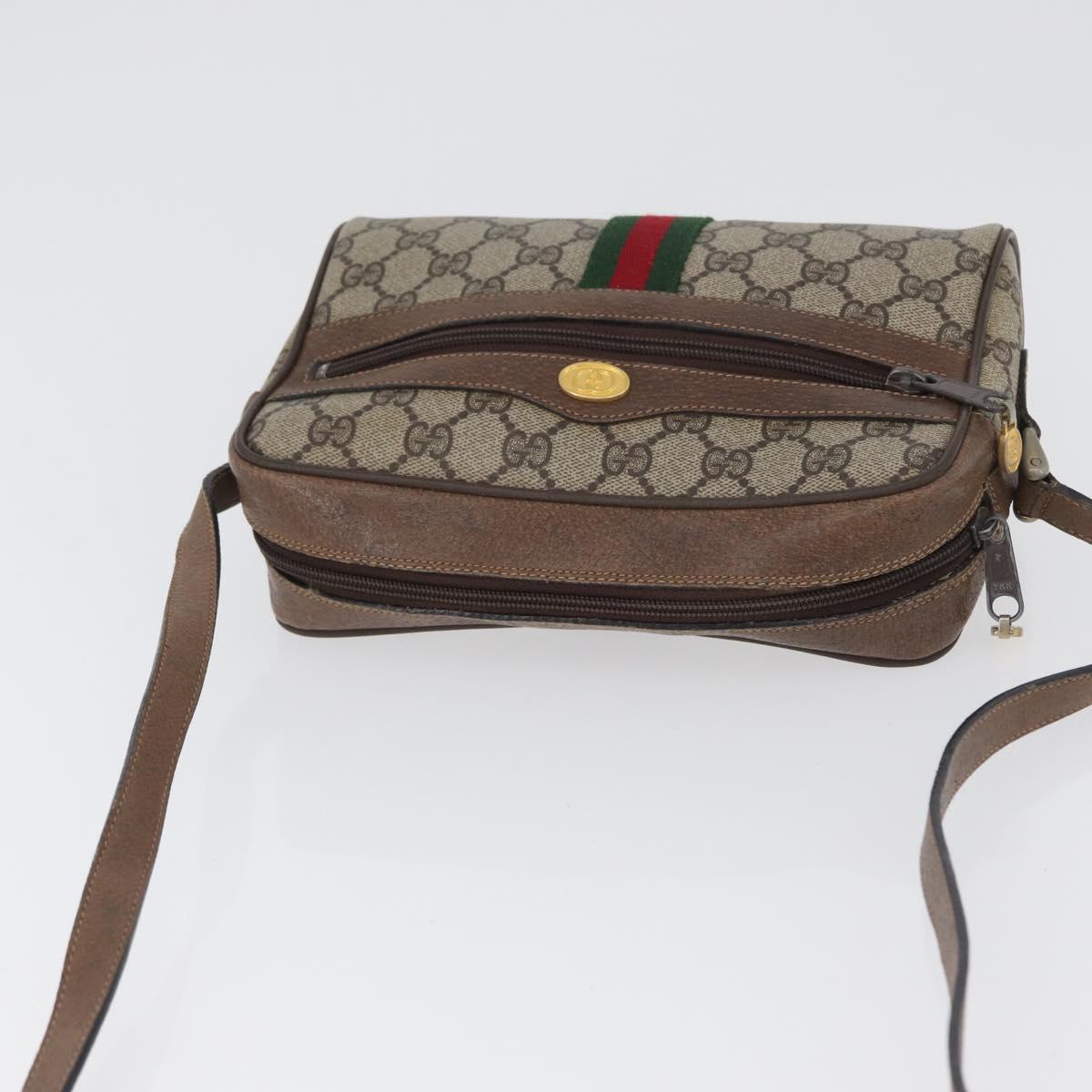 GUCCI GG Supreme Web Sherry Line Bag PVC Beige Gold 72 001 3654 Auth mr2030