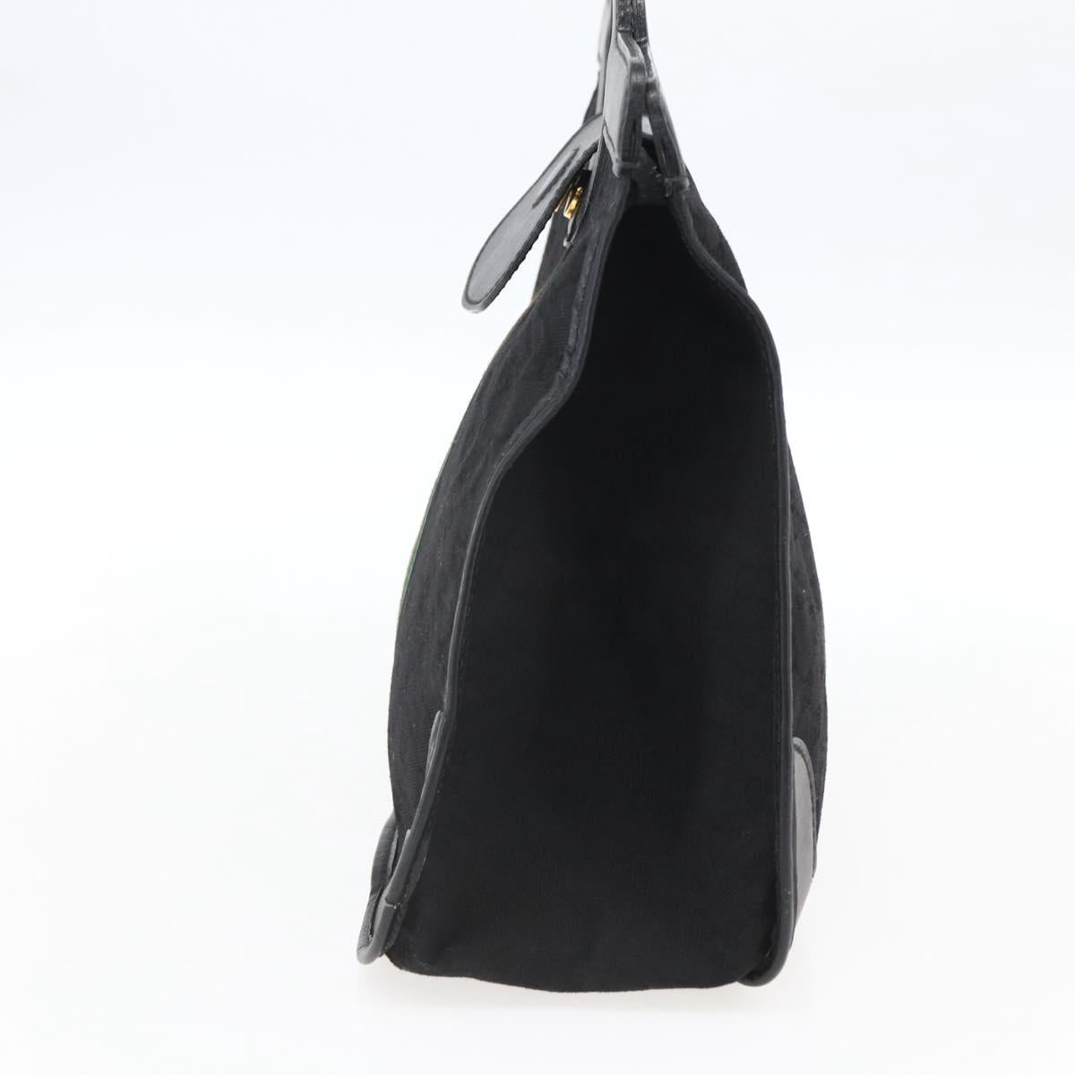 GUCCI GG Canvas Web Sherry Line Hand Bag Black Gold Auth mr2031V