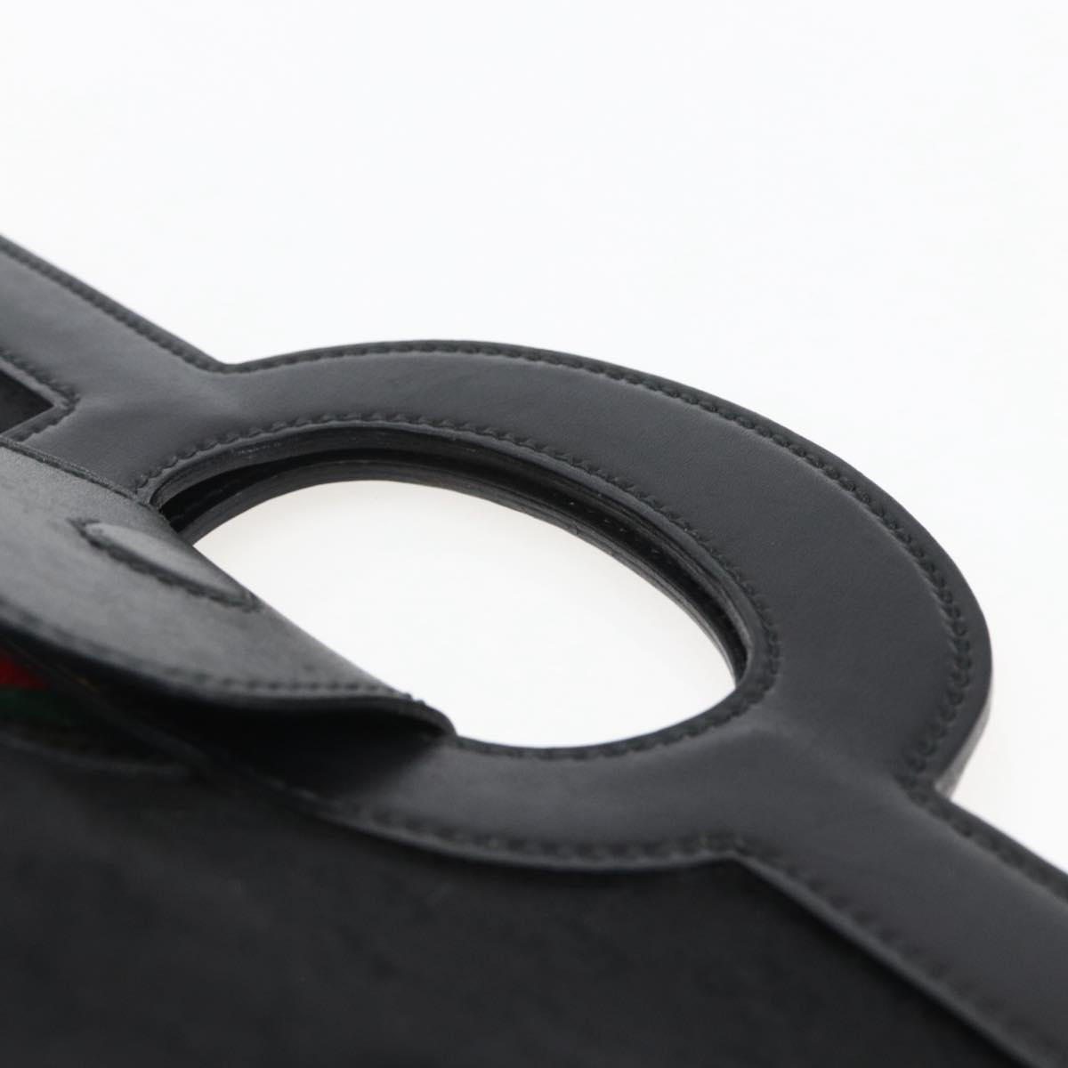 GUCCI GG Canvas Web Sherry Line Hand Bag Black Gold Auth mr2031V