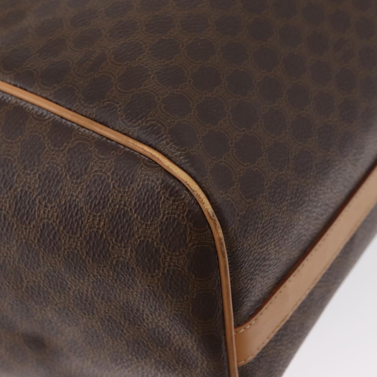 CELINE Macadam Canvas Tote Bag PVC Leather Brown Gold Auth mr2036