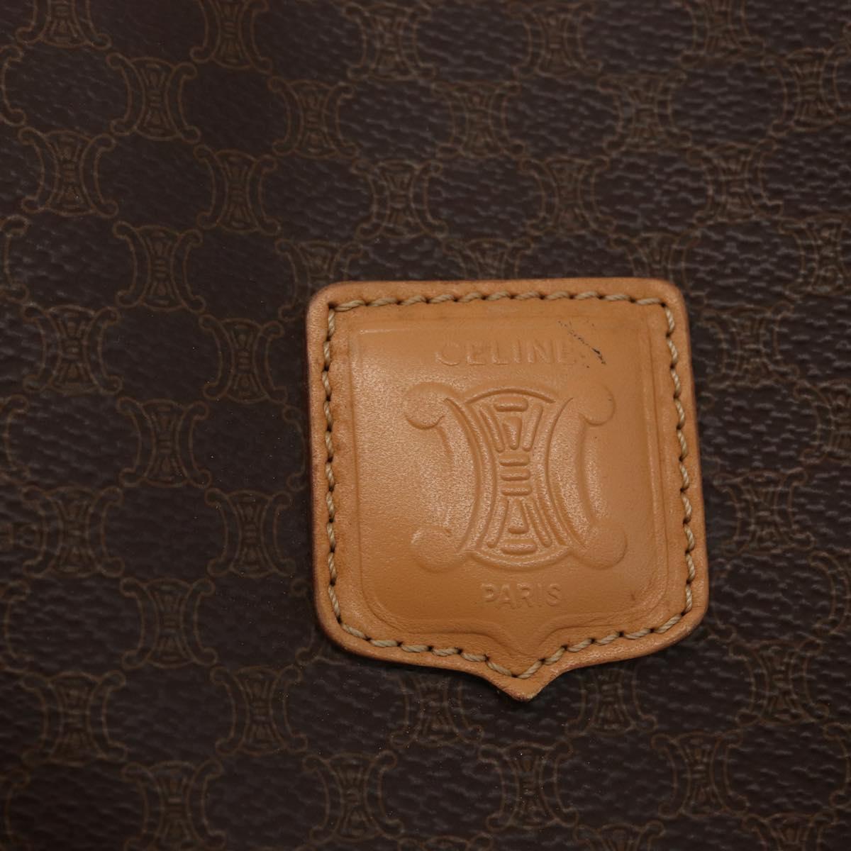 CELINE Macadam Canvas Tote Bag PVC Leather Brown Gold Auth mr2036