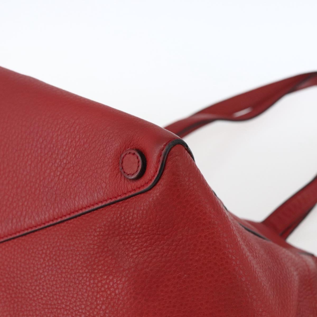 PRADA Tote Bag Leather Red Gold Auth mr2039