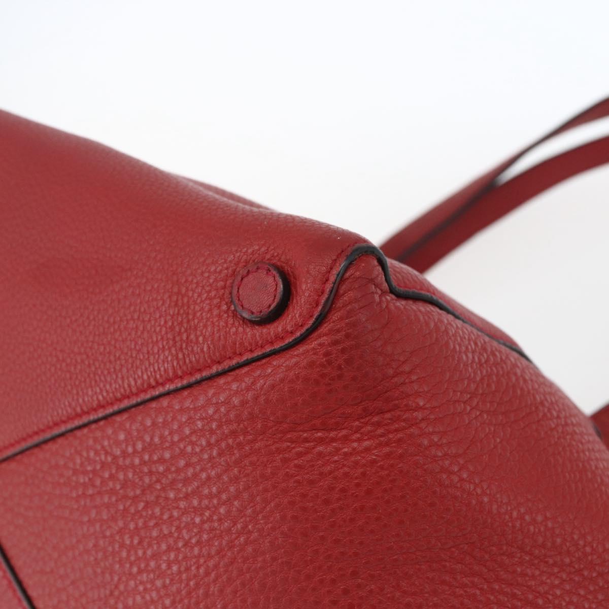 PRADA Tote Bag Leather Red Gold Auth mr2039