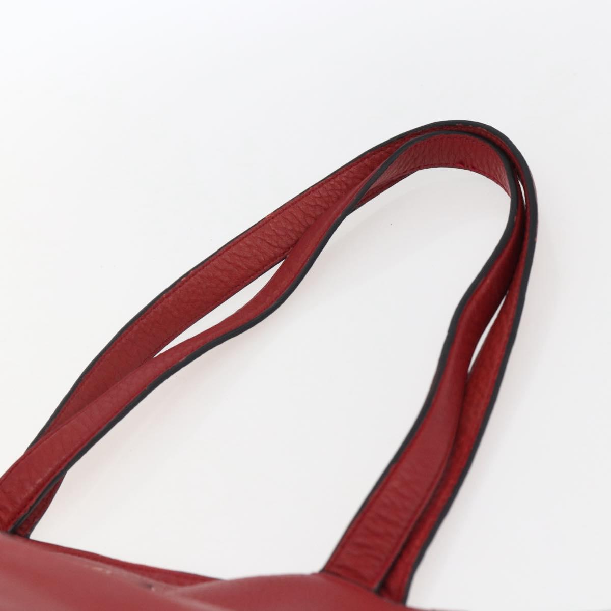 PRADA Tote Bag Leather Red Gold Auth mr2039