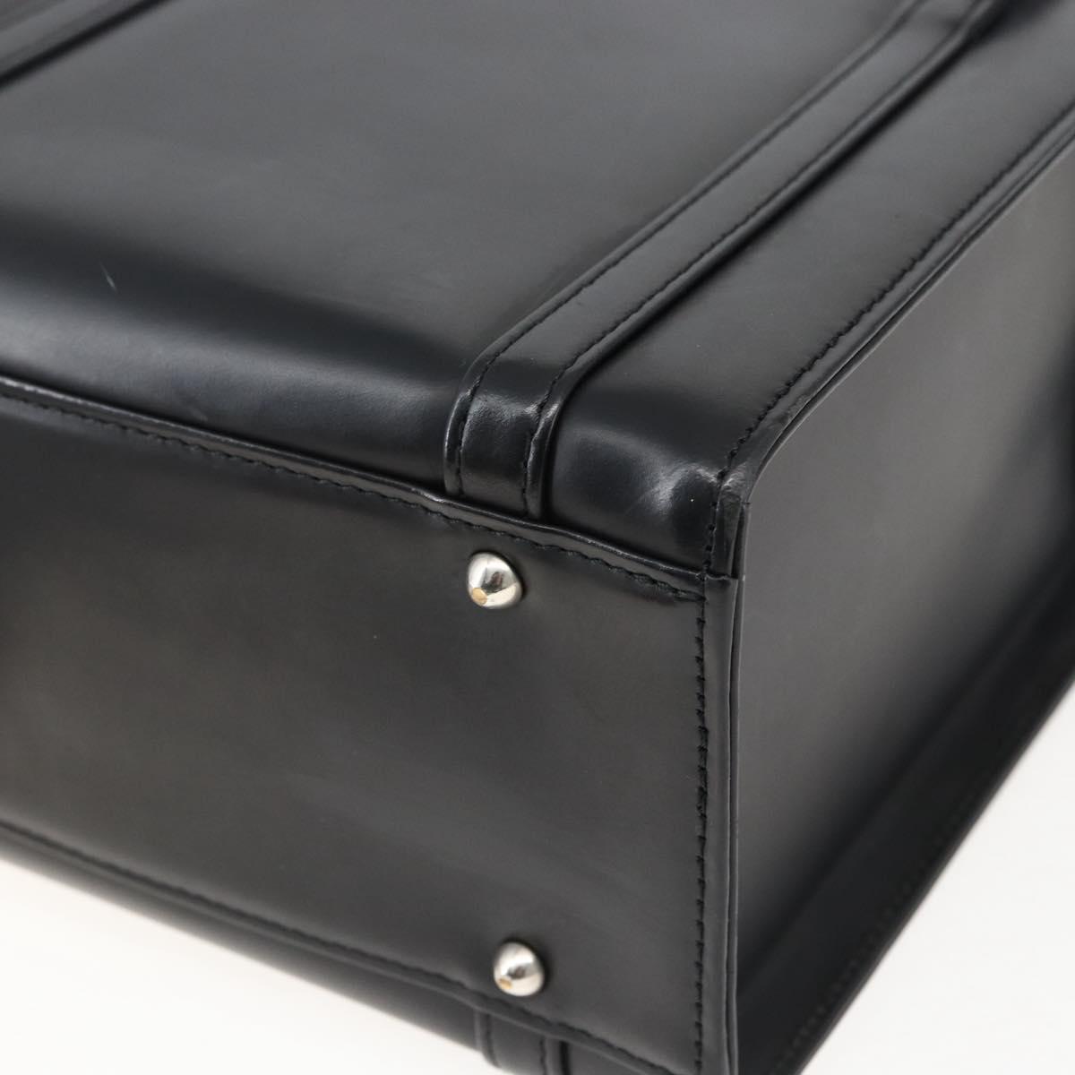 BURBERRY Nova Check Hand Bag Leather Black Silver Auth mr2041