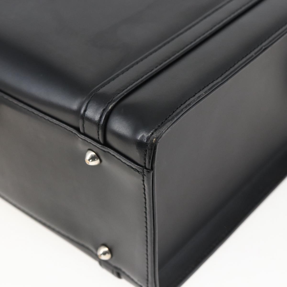 BURBERRY Nova Check Hand Bag Leather Black Silver Auth mr2041