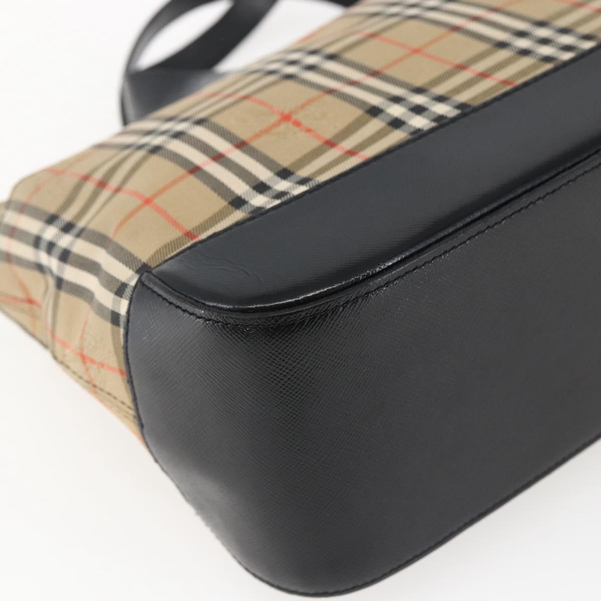 BURBERRY Nova Check Hand Bag Canvas Brown Gold Auth mr2045