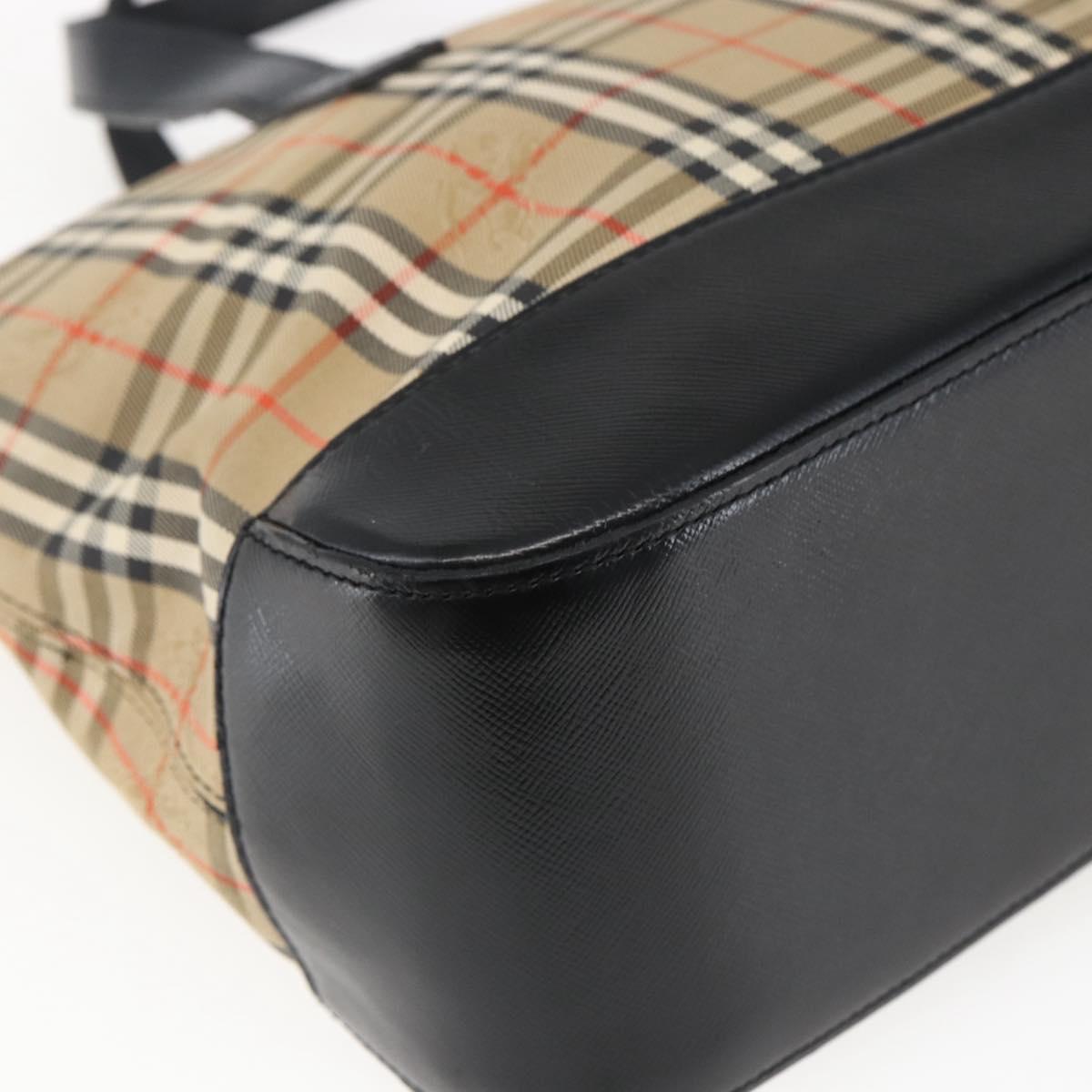 BURBERRY Nova Check Hand Bag Canvas Brown Gold Auth mr2045