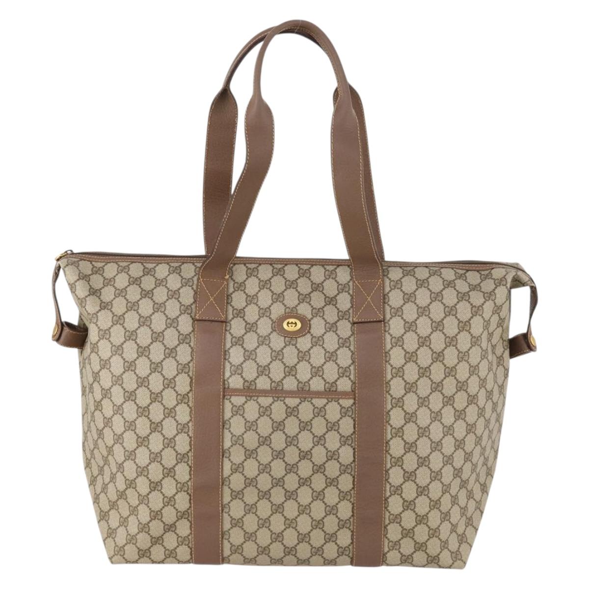 GUCCI GG Supreme Boston Bag PVC Beige Gold 012 1095 6080 Auth mr2046