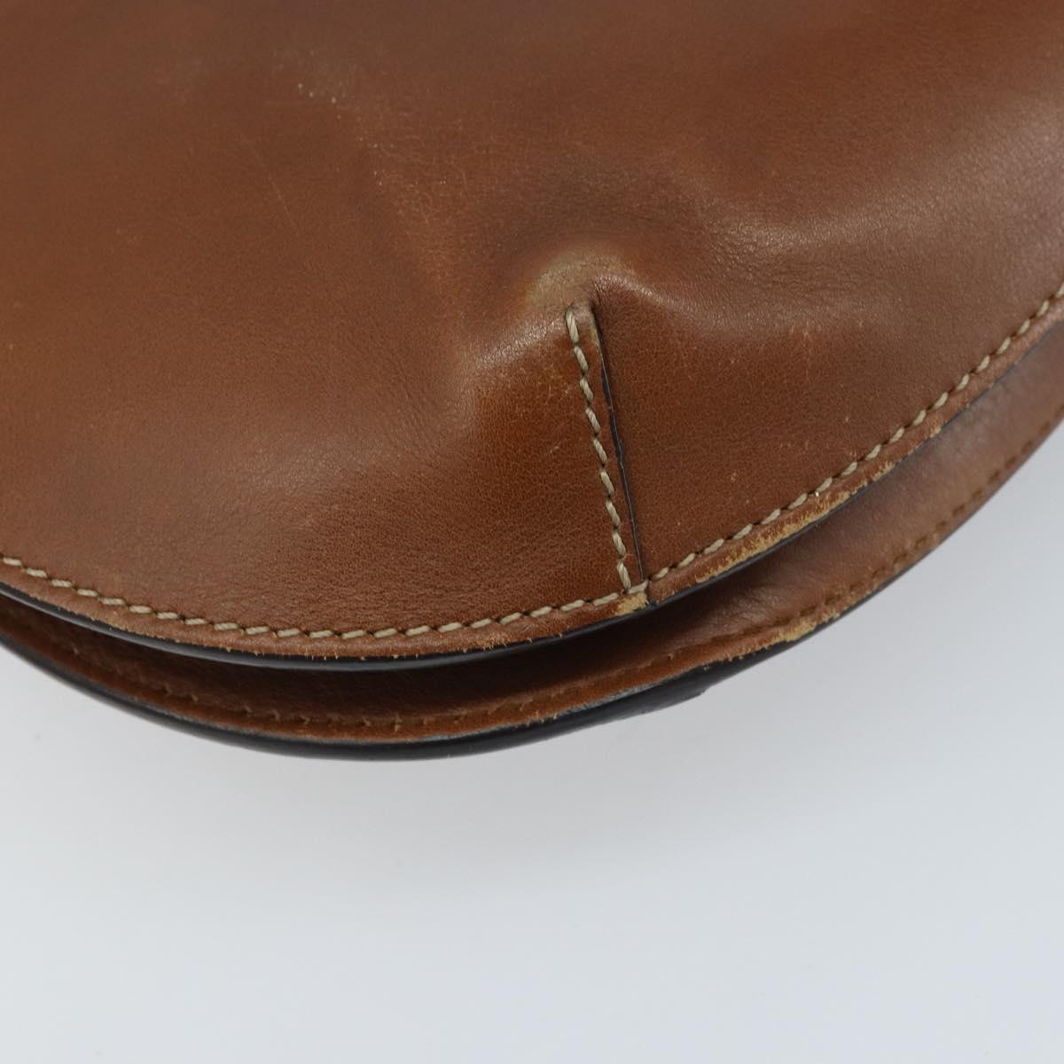 GUCCI Shoulder Bag Leather Brown Gold 409154 Auth mr2049