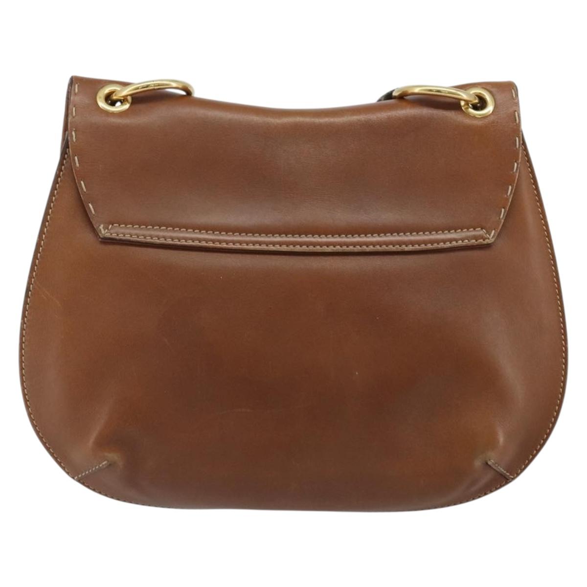 GUCCI Shoulder Bag Leather Brown Gold 409154 Auth mr2049