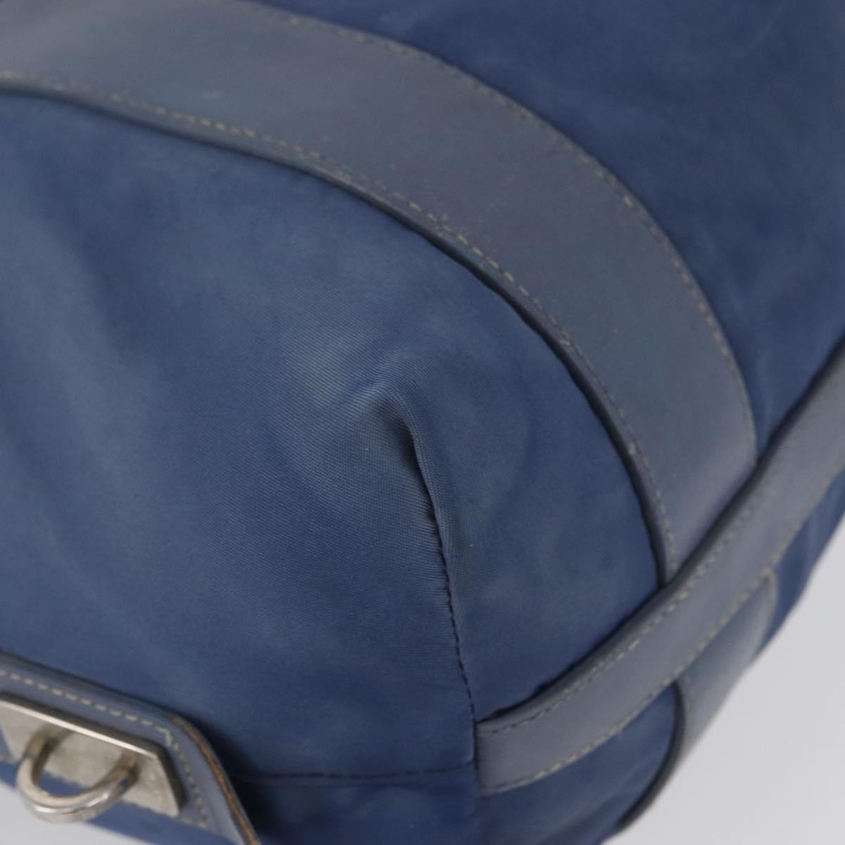 PRADA Hand Bag Nylon Blue Silver Auth mr2051