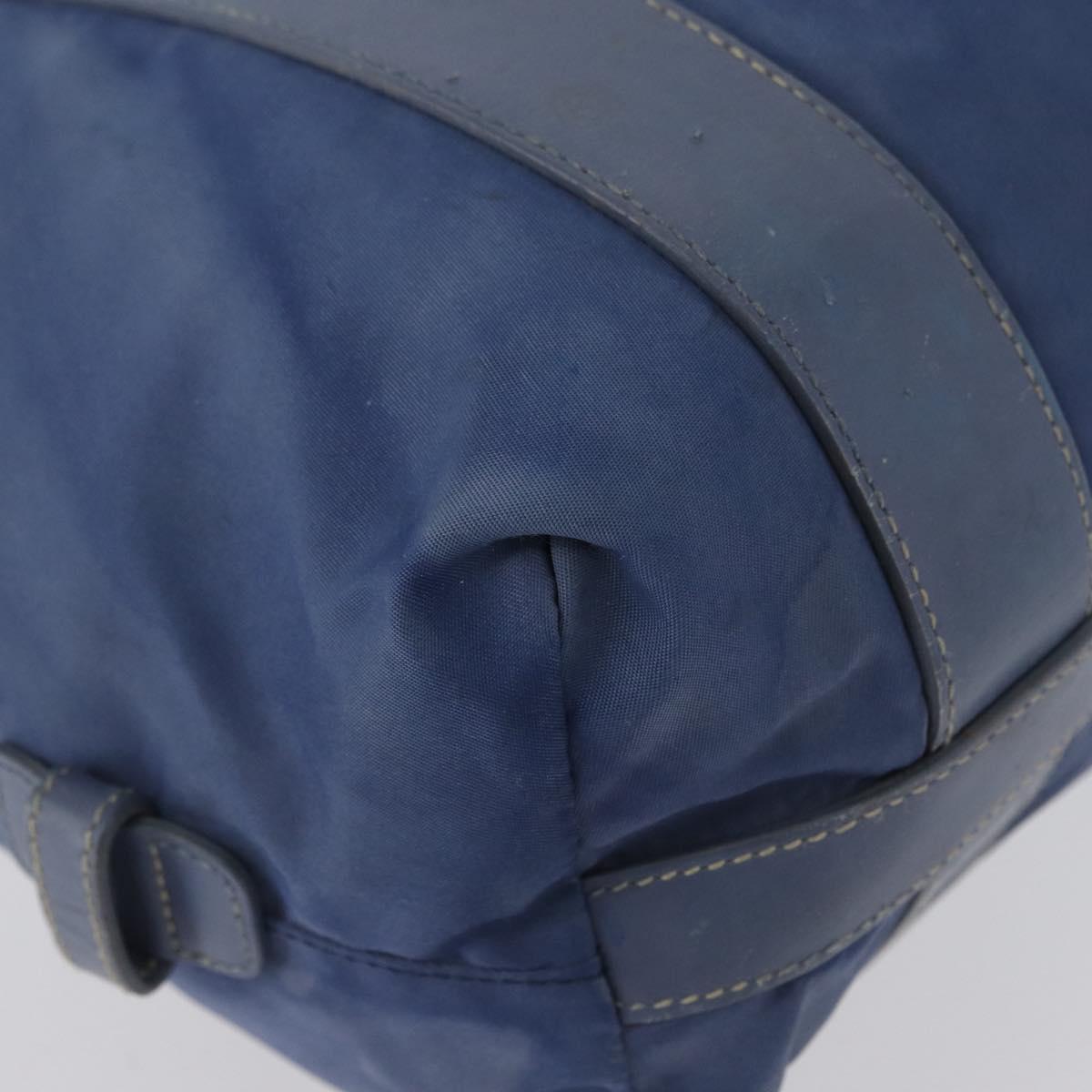 PRADA Hand Bag Nylon Blue Silver Auth mr2051