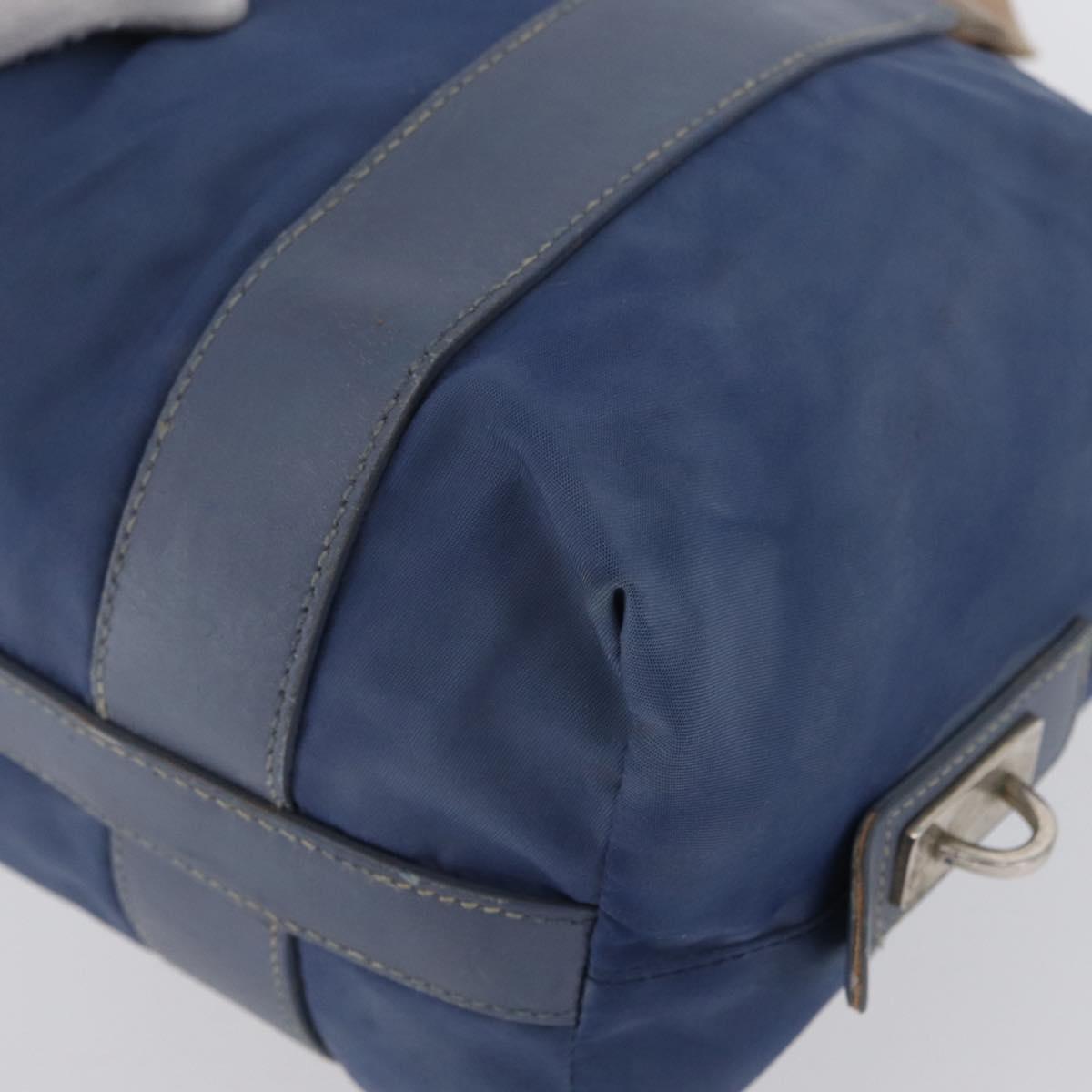 PRADA Hand Bag Nylon Blue Silver Auth mr2051