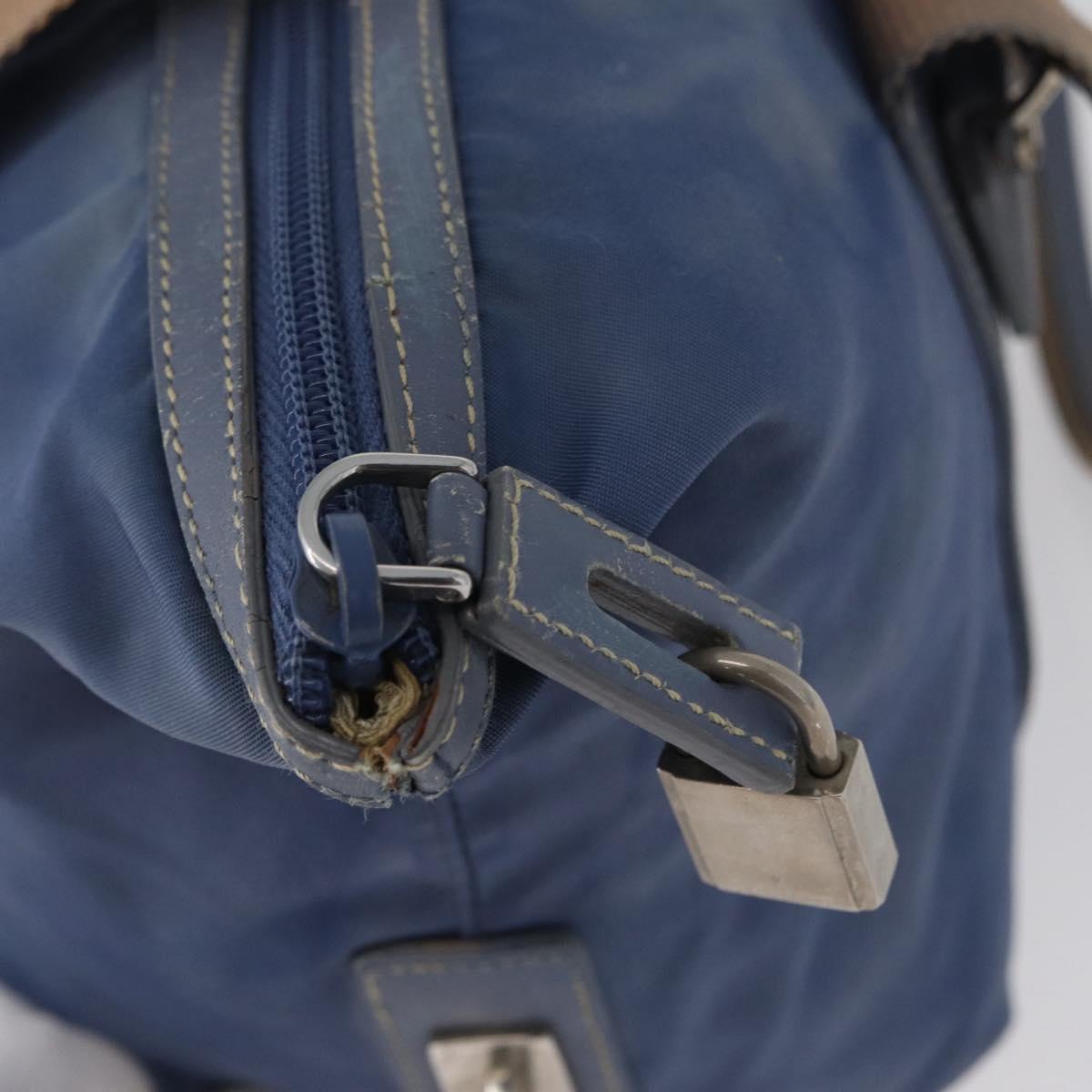 PRADA Hand Bag Nylon Blue Silver Auth mr2051