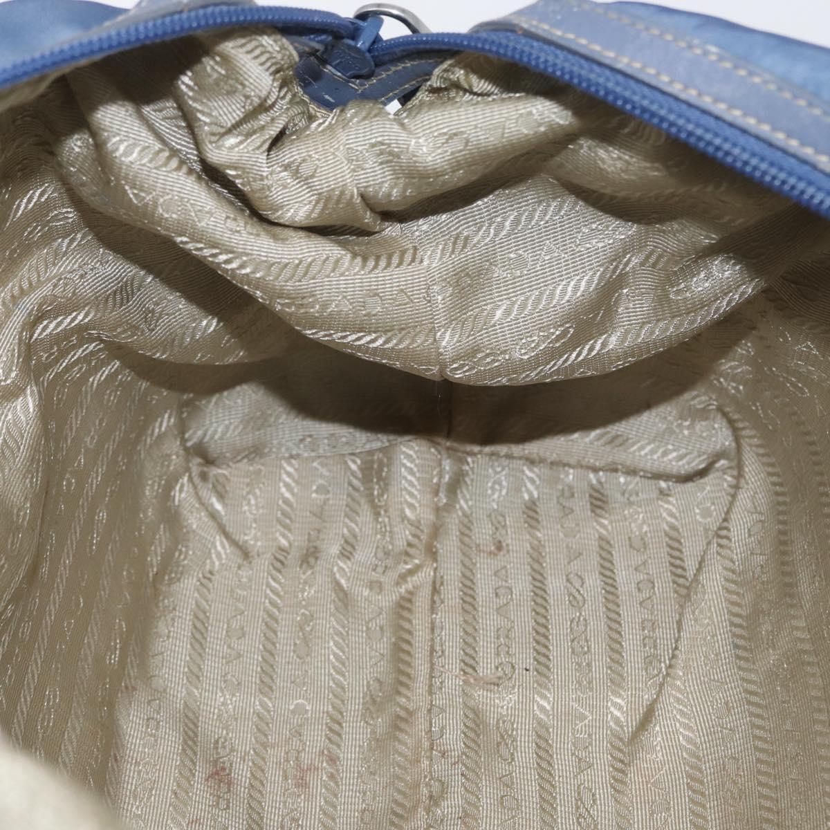 PRADA Hand Bag Nylon Blue Silver Auth mr2051