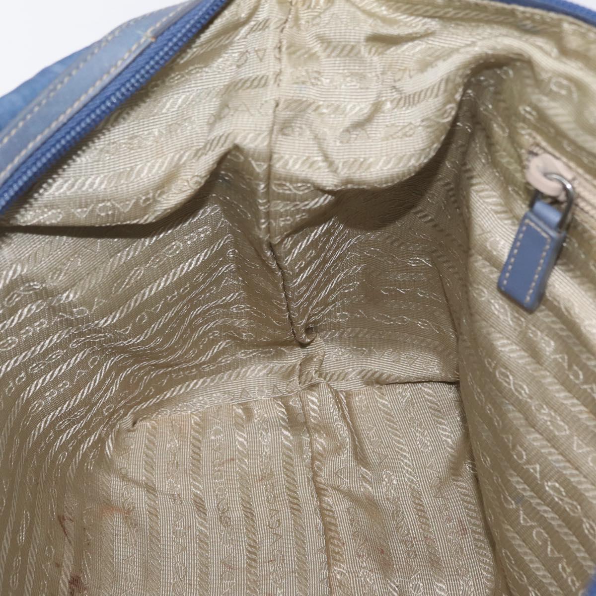 PRADA Hand Bag Nylon Blue Silver Auth mr2051